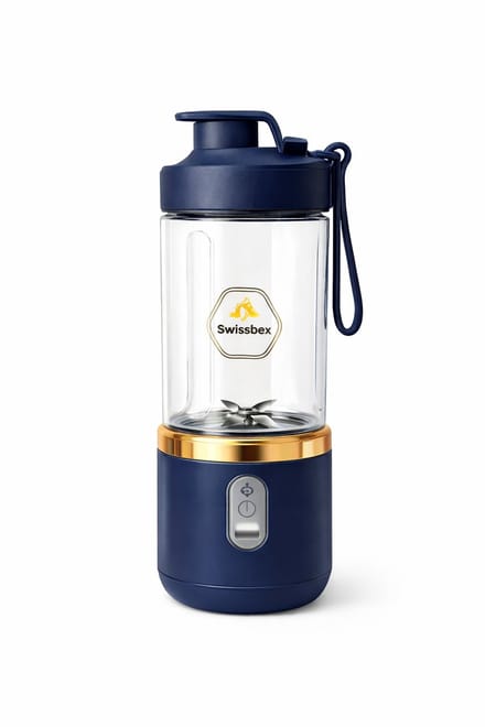 Swissbex Draagbare Mini Blender & Juicer – 400 ml – USB-C Oplaadbaar – Smoothies To Go - Donkerblauw