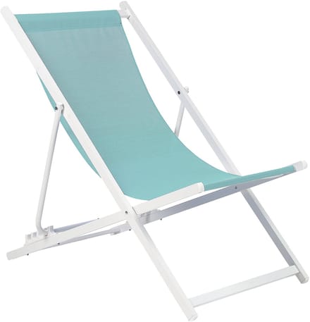 LOCRI II - Ligstoel - Turquoise/Wit - Synthetisch materiaal