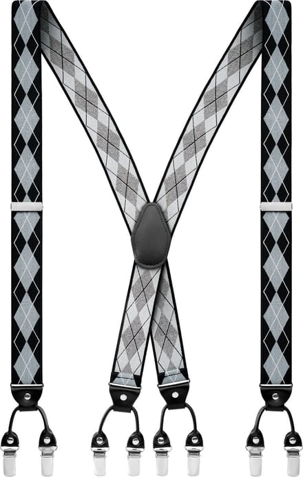 Vexel | Grijze X-vormige Bretels met Groot Diamantpatroon