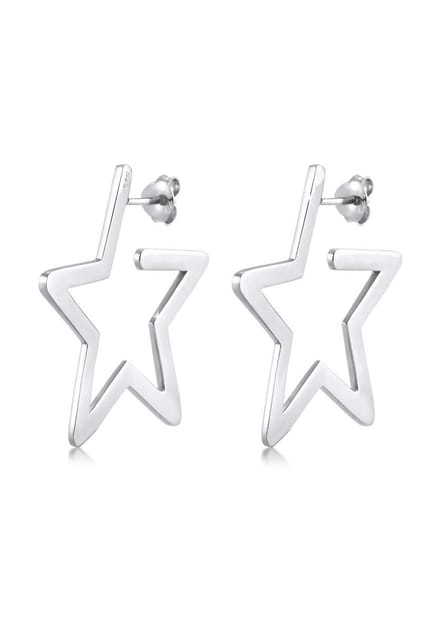 Elli Dames Oorbellen Dames oorringen Ster Uitgesneden Astro Basic van 925 Sterling Zilver
