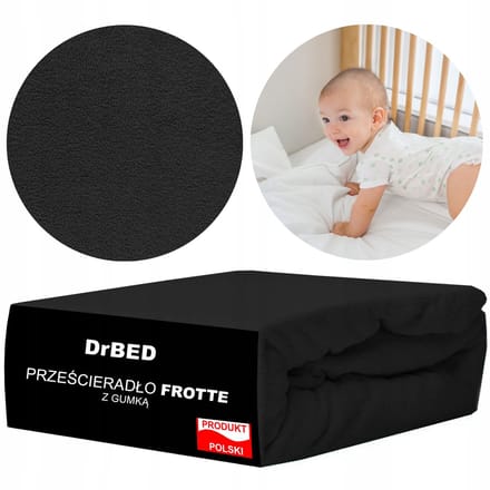 DrBED - Frotte Ledikantlaken - 60x120 - Zwart - Ademend - Met Elastiek