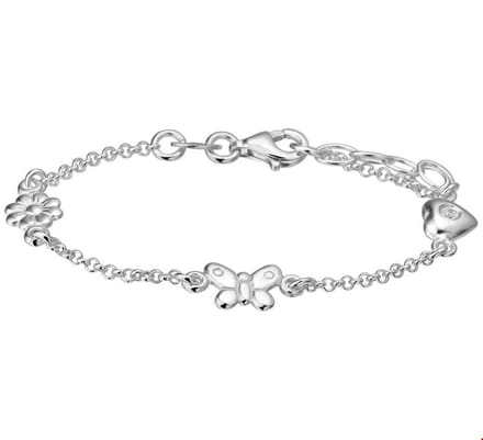 Zilver Gerhodineerd Armband Diverse Bedels 13 + 2 Cm 1321790