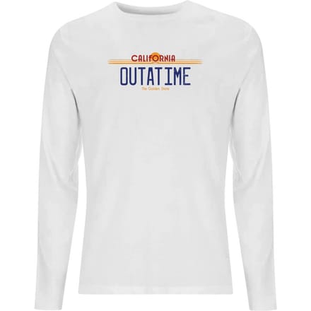 Back To The Future Outatime Plate Men's Long Sleeve T-Shirt - White - M