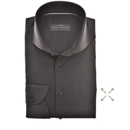 John Miller Overhemd Slim Stretch Uni Zwart / male