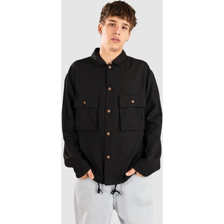 Anerkjendt Akotto Cot-Linen-Vis Overshirt Jas zwart