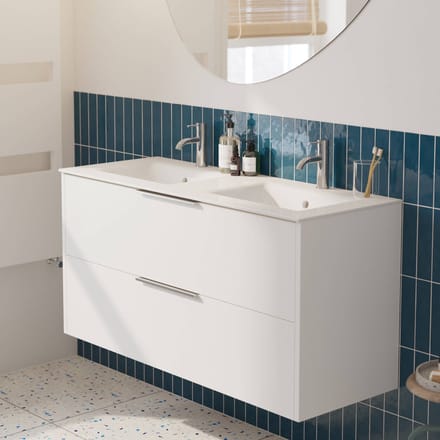 Saqu Lima Badkamermeubel Set - 121x51 cm - Voorgemonteerd - Wit - Wastafelmeubel - Badmeubel