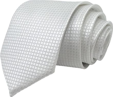 Fako Fashion - Stropdas - Ruit - Satijn - 8cm - 145cm - Wit