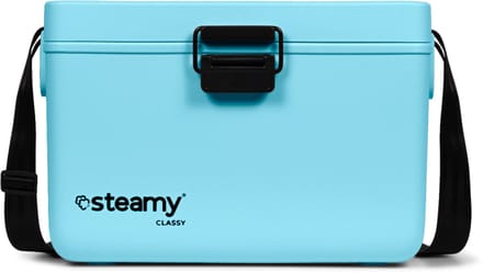 Steamy Classy 12 - Kleine Koelbox incl. divider/ snijplank met Schouderband - 12 Liter - Sky Blue