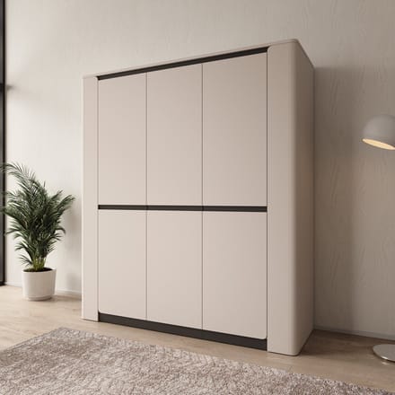 Meubella - Vexon - Kledingkast 3 deuren - Beige/Zwart - 190x63x214 cm