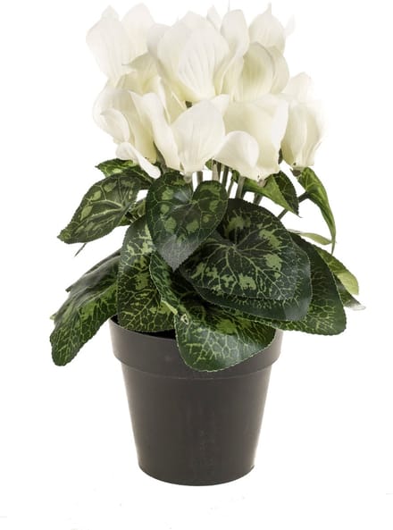 Emerald - Kunstplant Cyclamen 25cm crème in pot - Kunstplant voor binnen