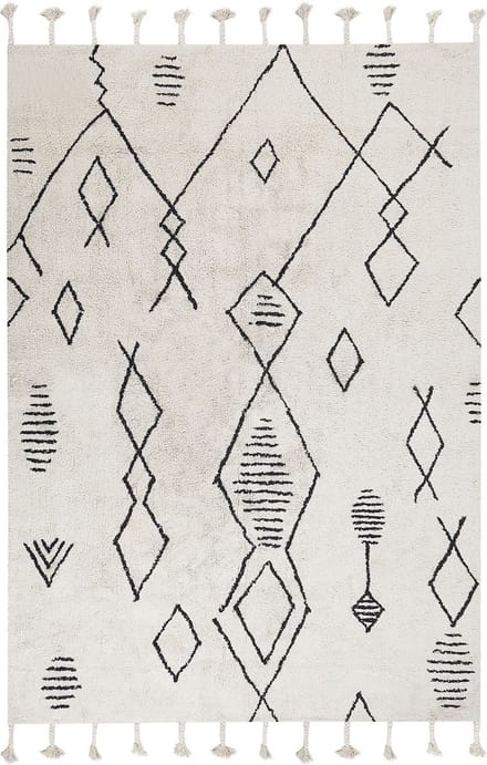 KEBIR - Laagpolig vloerkleed - Gebroken wit - 140 x 200 cm - Katoen