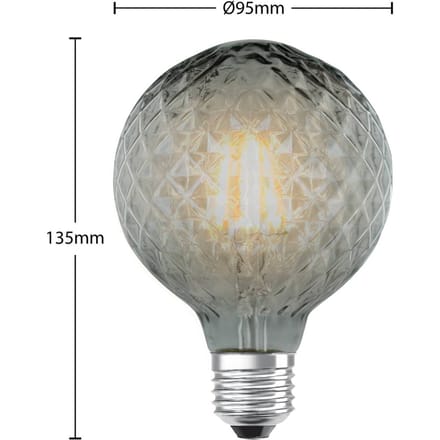 Lucande LED lamp E27 G95 4 W 1.800 K dimbaar, rookkleurig