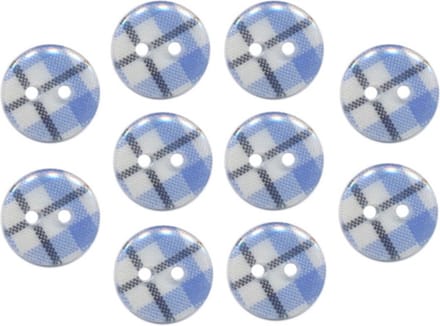 Kunststof knopen - 10 stuks - Blauw Wit Zwart - 12mm - geruit