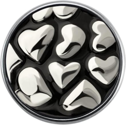 Quiges - Dames Click Button Drukknoop 18mm Hartjes Zwart - EBCM204