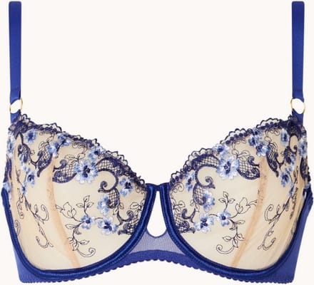 Aubade Idylle beugel bh met borduring - Blauw/ Doorzichtig - Maat 65E
