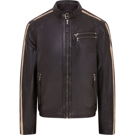 Heren gestreepte Cafe Racer Biker leren jas - Alta