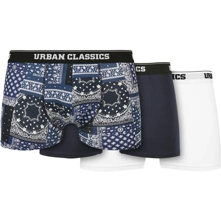 Urban Classics Boxershorts set -S- Organic 3-Pack bandana Blauw/Wit