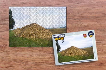 Puzzel Een stapel suikerbieten aan de rand van de akker - Legpuzzel - Puzzel 500 stukjes