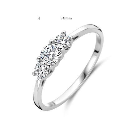 Gerhodineerd Zilver Ring Trilogie Met Zirkonia 1338056