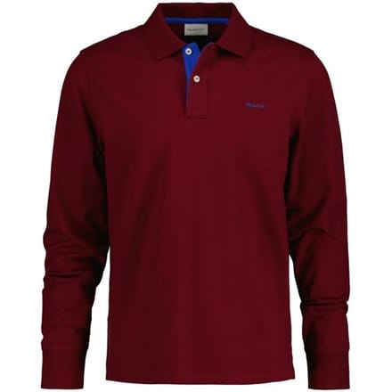 Gant Trui Contrast Piqué Long Sleeve Rugger Plumped Red / male