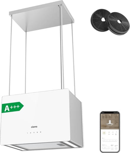 CIARRA CBCS4850 - 48cm Smart Kookeiland EilandAfzuigkap - Smart APP en WIFI bediening – Air Purifying - inclusief koolstoffilters – 700m3 – DC motor A+++