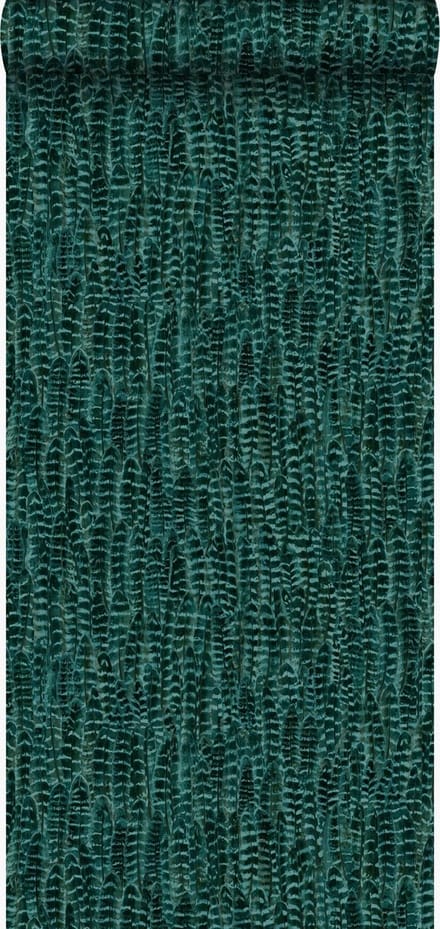 Origin Wallcoverings behang veren smaragd groen - 53 cm x 10.05 m - 347399