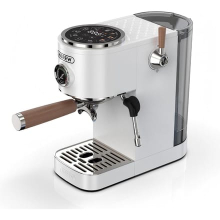 HiBREW H13 Semi-automatische Koffiemachine, Dubbel Boilersysteem met 20-Bar Pompdruk, Multifunctionele Zetmodi, Verstelbaar Lekbakje wit