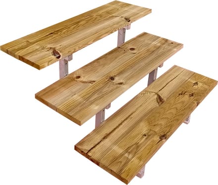 Buitentrap staal OSLO H54cm - 3 treden geïmpregneerd hout breedte 60cm