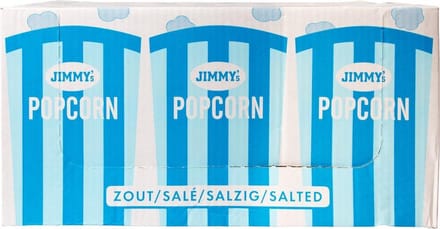Jimmy's Popcorn - Zout - 6 handige tubs x 90 gram