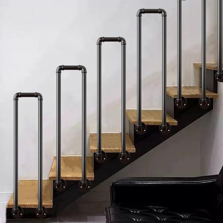 Trapleuning Balusters - Zijmontage Leuning - Veilig Lopen - Ruimtebesparend Ontwerp - 35cm Hoog - Zwart