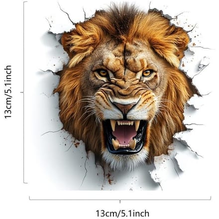 Levendige 3D Leeuw Vinyl Stickers - Waterdichte, Krasbestendige Stickers beige