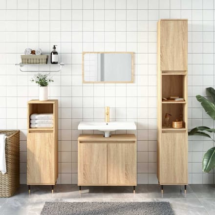 vidaXL - Badkamerkast - 58x33x60 - cm - bewerkt - hout - sonoma - eikenkleurig