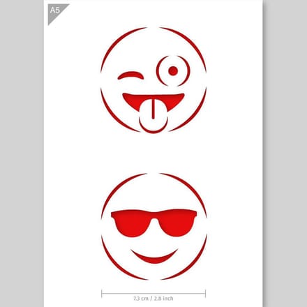 QBIX Emoji's Sjabloon A5 Formaat Kunststof - Diameter emoji is 7cm