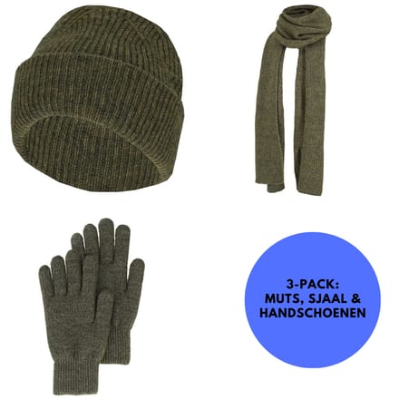 Winterset Dames - Handschoenen/Muts/Sjaal - One Size - Khaki