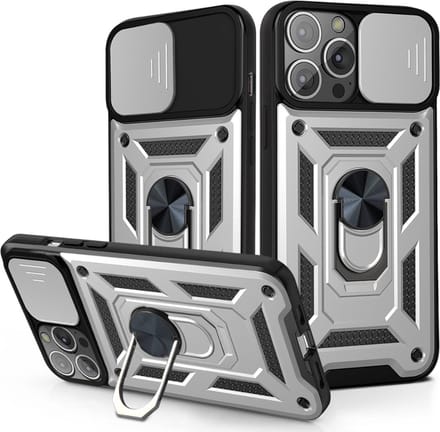 Hoesje geschikt voor iPhone 16 Plus - Backcover - Rugged Armor - Camerabescherming - Extra valbescherming - TPU - Zilver