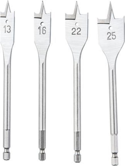 Vlinderborenset 4-delig - carbon staal - 13, 16, 22, 25mm x 150mm