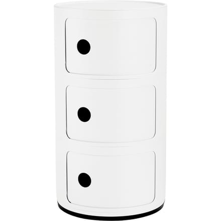 Kartell Componibili Kast Ø32 Nachtkastje (3 Comp.) Mat Wit