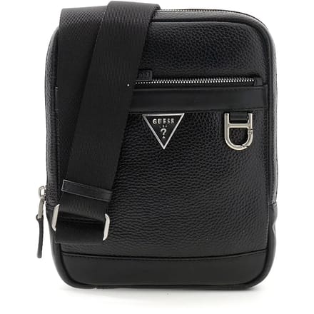 GUESS Leren schoudertas Monaco Crossbody Black zwart