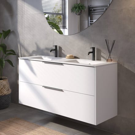 Saqu Lima Badkamermeubel Set - 121x51 cm - Voorgemonteerd - Wit - Wastafelmeubel - Badmeubel
