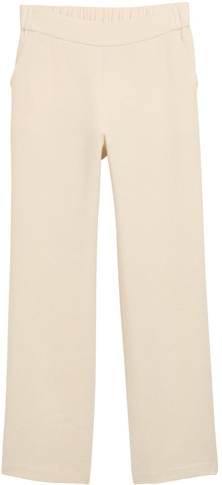 Tom Tailor - TTLEA seersucker rechte broek - Maat 38/32 - champagne