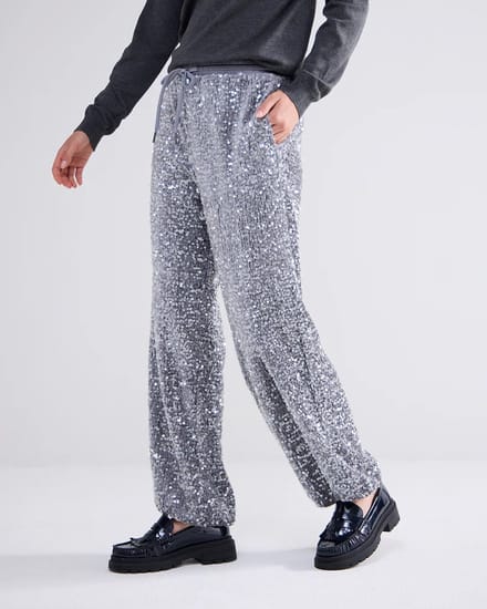 Summum Woman Pants Sequins Velours Cloud Größe: 40 | Straight Jeans Outlet | Damen