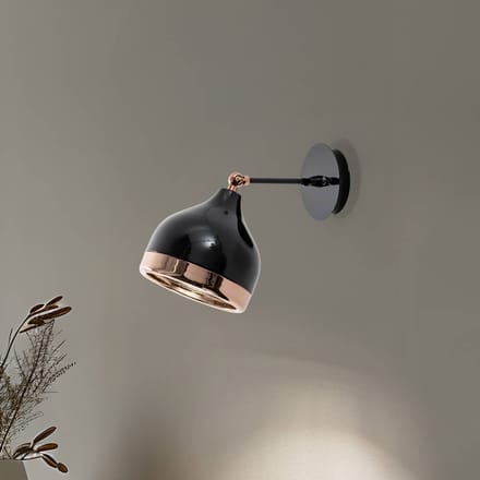 Asir - Wandlamp - Zwart en koper - 17 x 25 x 28