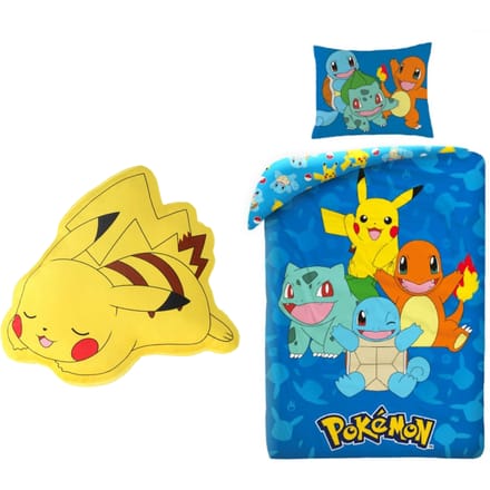 Pokemon Dekbedovertrek met kussen - 140 x 200 cm - Gevormd kussen