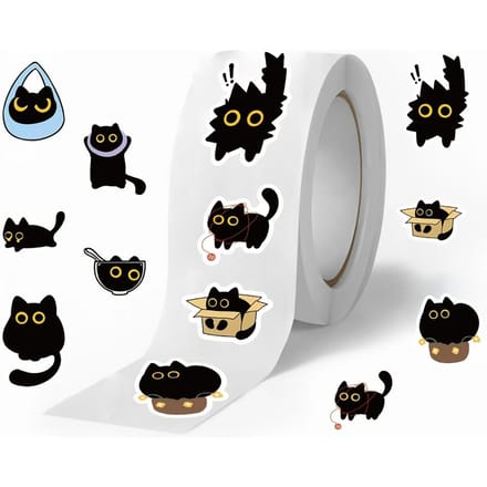 Autocollants Chat Noir | Papeterie, Emballage Cadeau, Cachets d'Enveloppe Décoratifs A gray