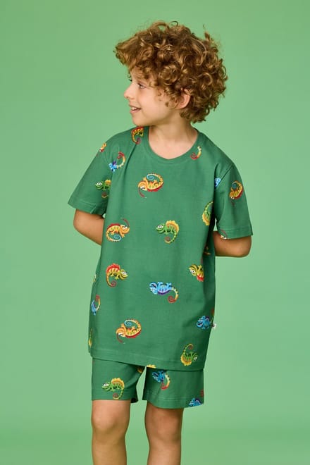 Woody pyjamaset kameleon groen - 261-10-PZA-Z/910 - maat 116
