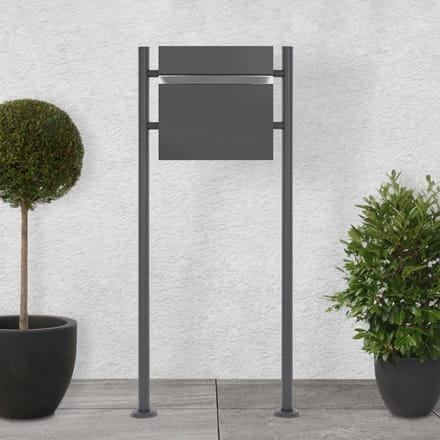 Staande brievenbus - Postkast standaard - Post ontvangen - Met krantenvak - 120 cm hoog - Antraciet