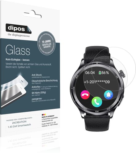 dipos – 2x Matte Pantserfolie geschikt voor ZKCREATION 1.43 Zoll Smartwatch | 9H Screenprotector