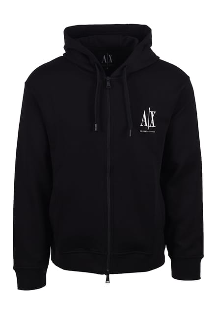 Armani Exchange Jersey Volledige Ritssluiting Hoodie Zwart