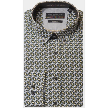 Bos Bright Blue R.b. boston casual hemd lange mouw regular fit cotton 427670/705