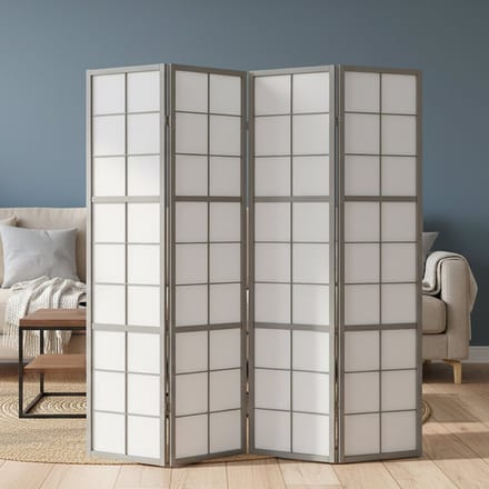 Homestyle4u Kamerscherm 4 panelen - 4-delig - Shoji - Grijs